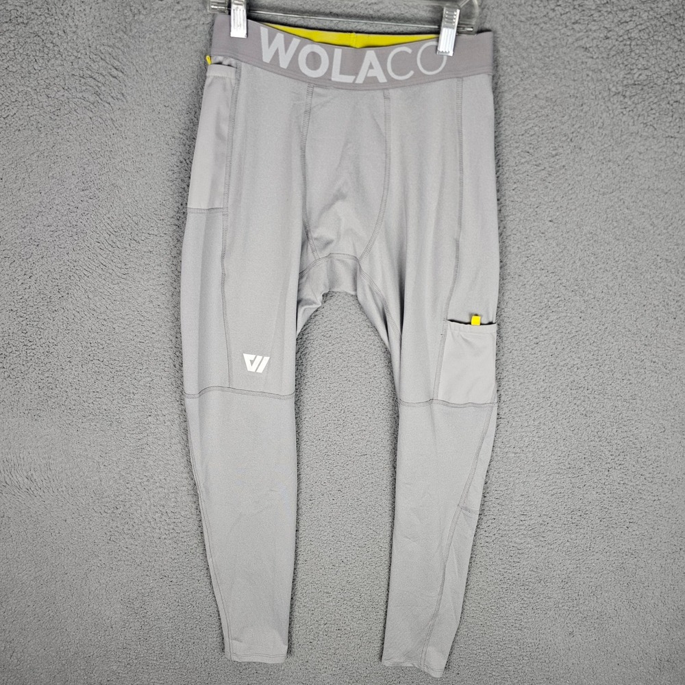 WOLACO Compression Pants Mens L Gray North Moore Athletic Pockets